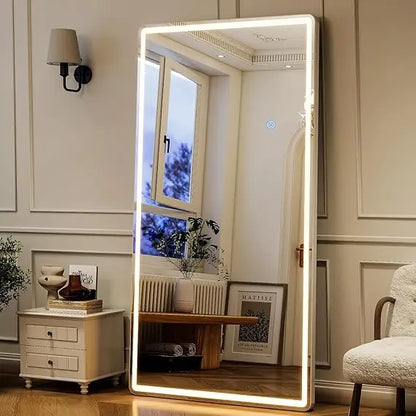 68-Inch Floor Mirror with Adjustable Brightness and 3 Color Options