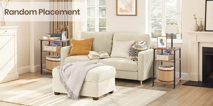 JHK 2/3-Tier End Table Side Tables with Adjustable Feet Small Nightstand Steel Frame Space-Saving for Bedroom Living Room Office