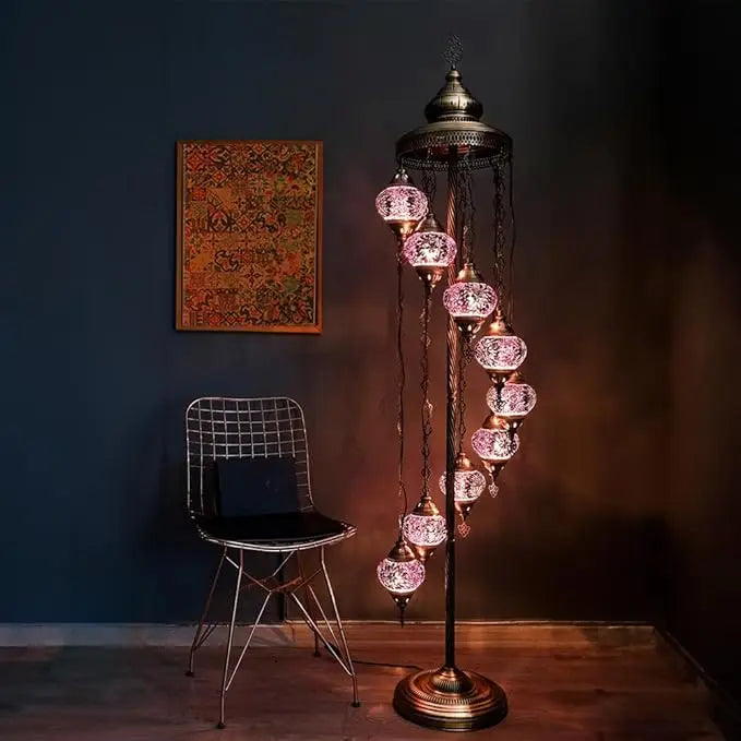 Moroccan Mosaic Standing Lamp 9 Globe