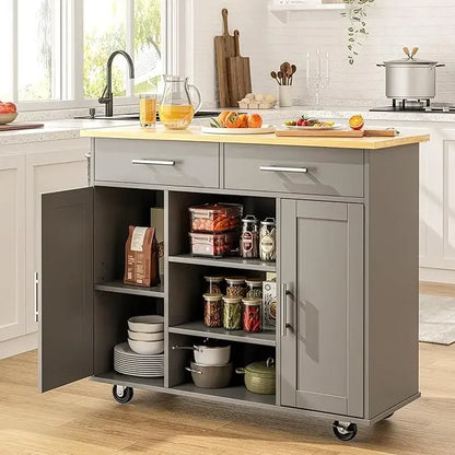 40" Kitchen Island on Wheels with Storage Cabinet