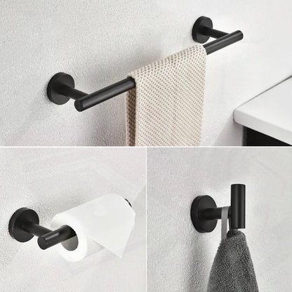 3Piece Bathroom Hardware Set with Toilet Paper Holder Towel Ring Adjustable Towel Bar