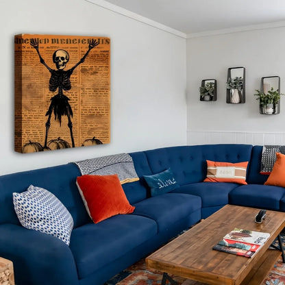 1.5 inch solid wood frame, Halloween skeletons