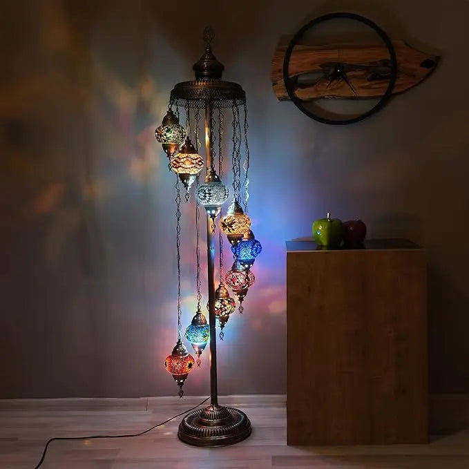 Moroccan Mosaic Standing Lamp 9 Globe