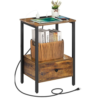 Side Table with Charging Station