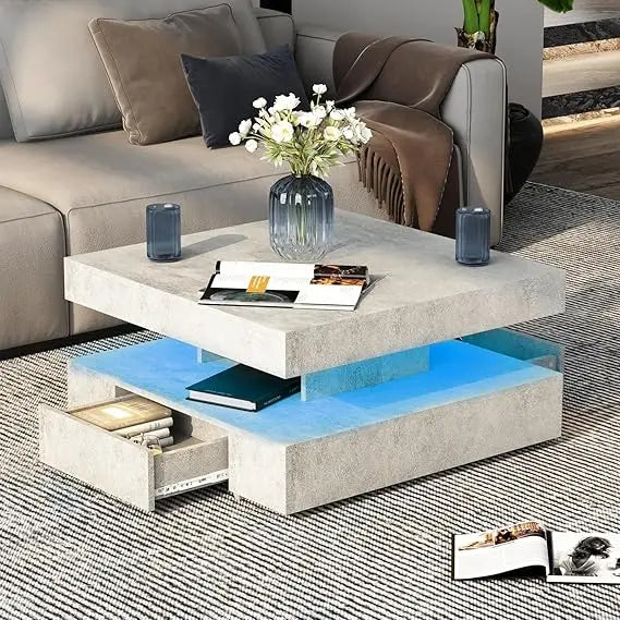 Contemporary 2-Tier Square Center Table,