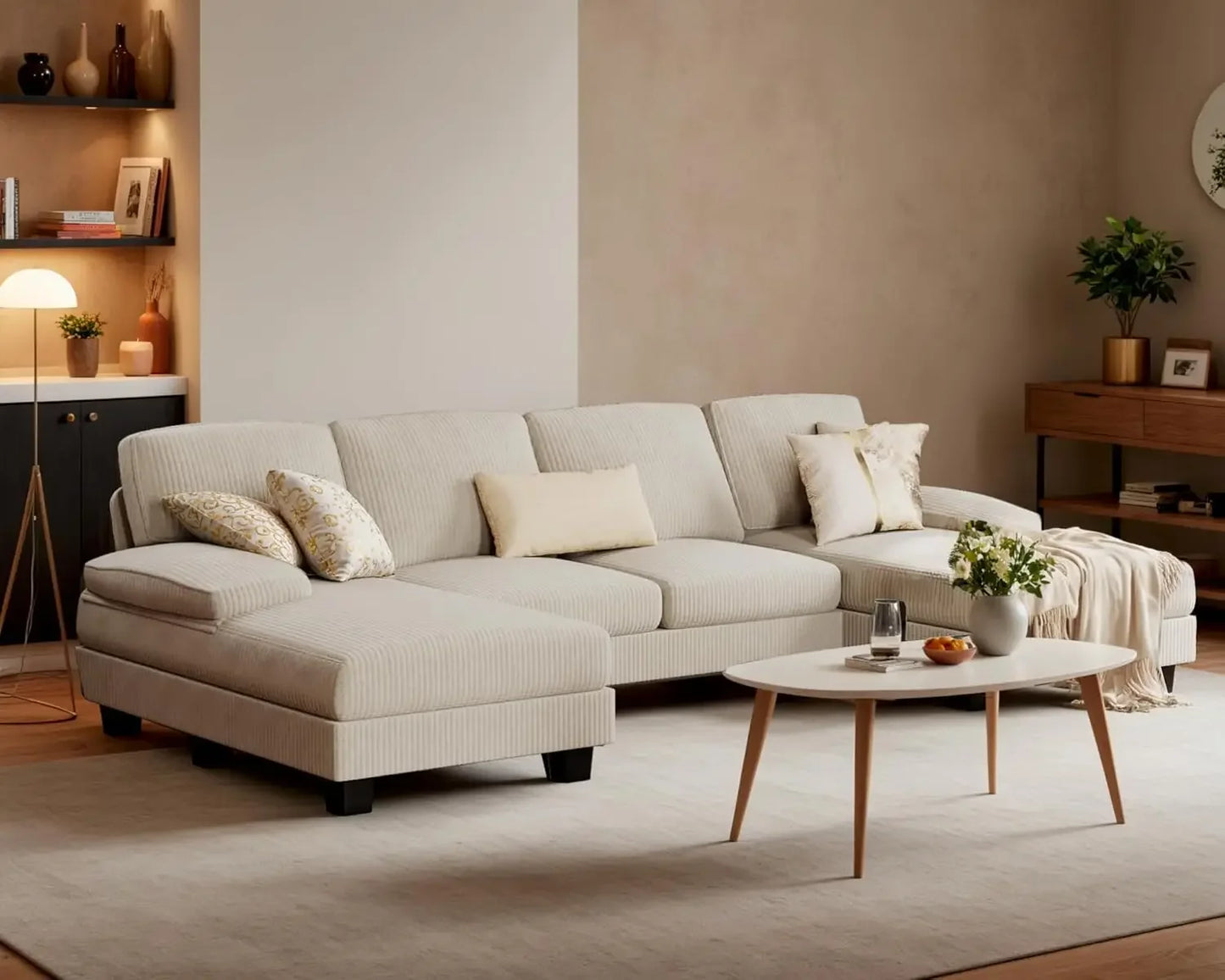 Convertible Sofa , 4 Seat Sofa Set for Living Room U-Shaped