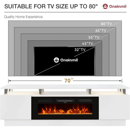 TV Console Cabinet High Gloss Entertainment 70" Modern Storage Cabinet TV Stands,