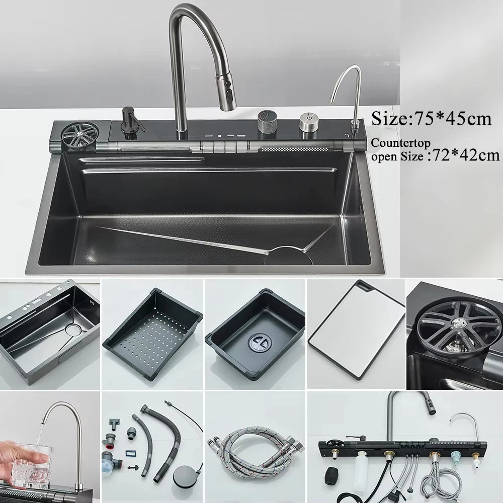 Large Single Slot Integrated Digital Display Faucet Set