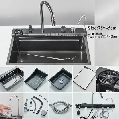 Large Single Slot Integrated Digital Display Faucet Set