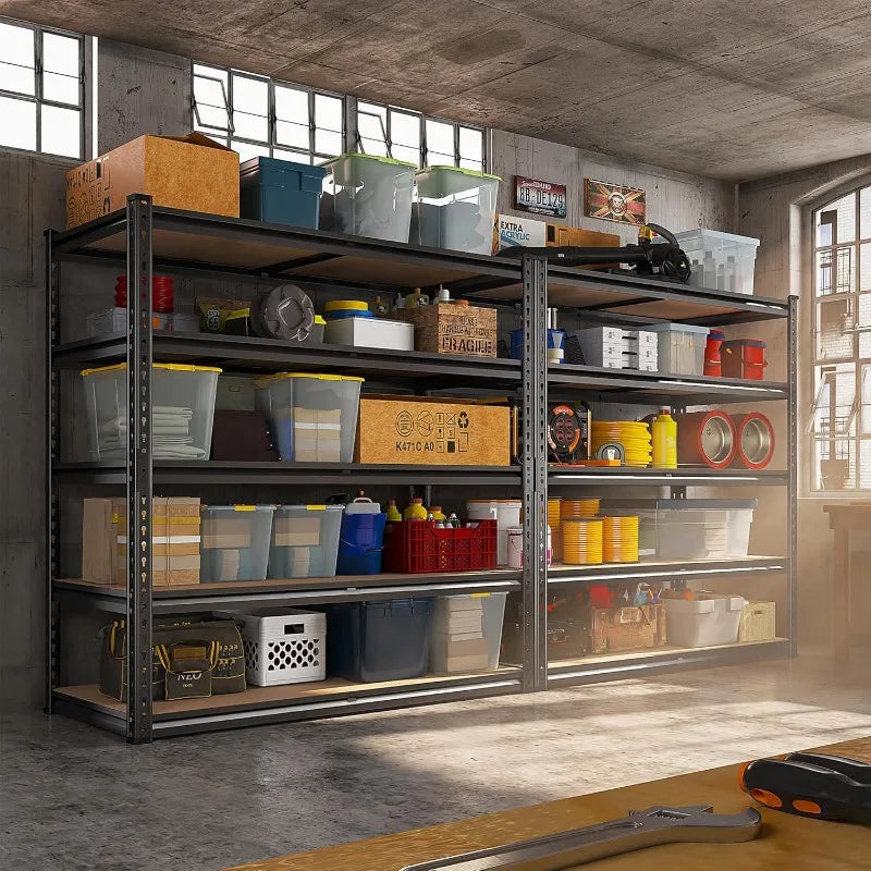 72''H / 5 Tier Metal Shelves Garage Shelves Adjustable
