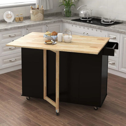 Wood Top Kitchen Cart with Storage Cabinet