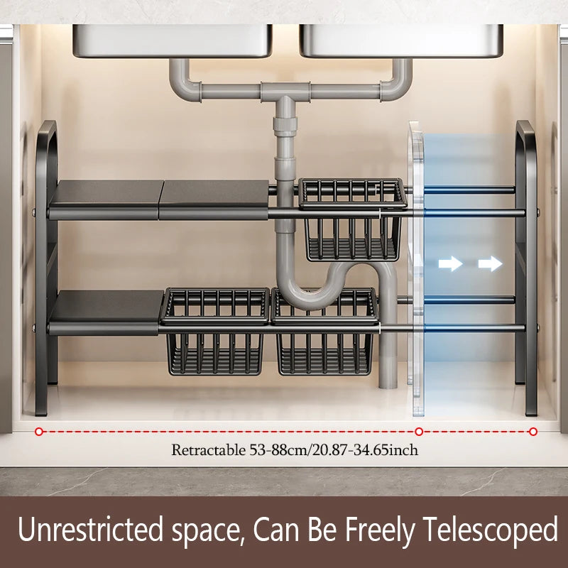 1 Set Multipurpose Expandable Cabinet Shelf Rack