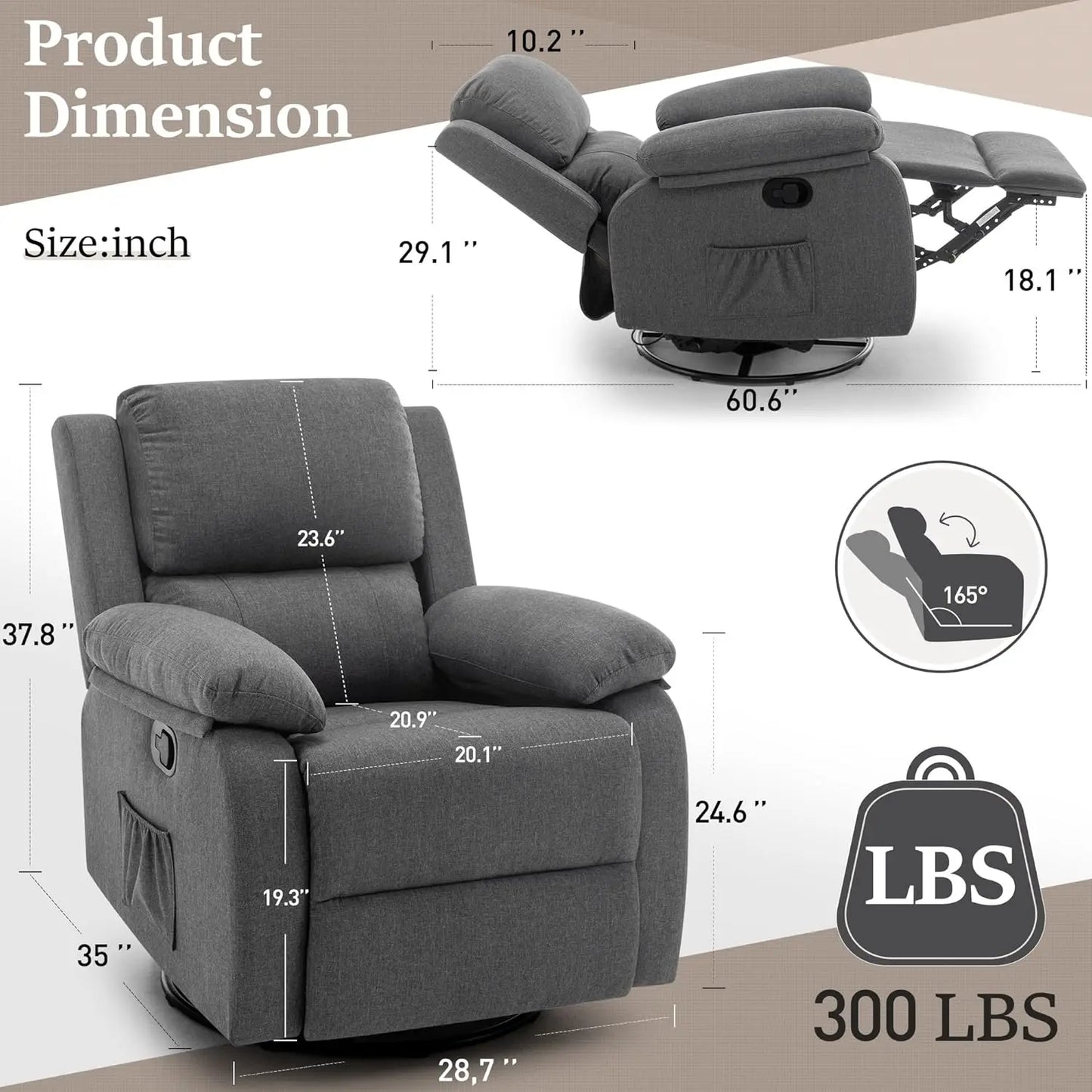 360 Swivel Rocker Chair for Adults