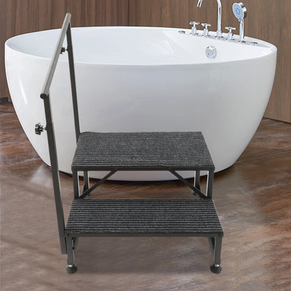 2-Step RV Stairs with Handrails, Adjustable Foot Pads.