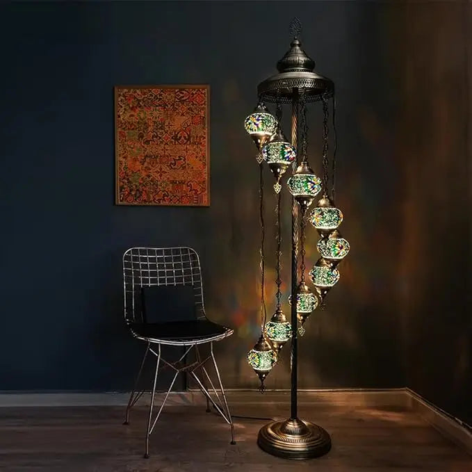 Moroccan Mosaic Standing Lamp 9 Globe