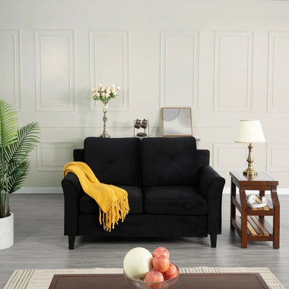Microfiber Black Button Tufted Sofa & Loveseat Set