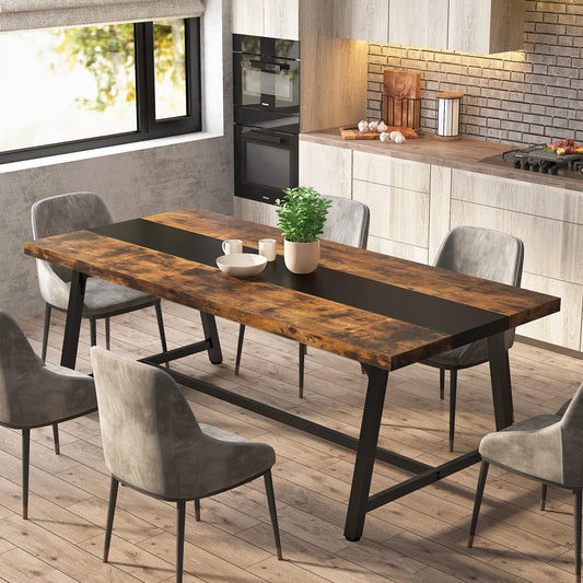 70.87" Rectangular Wood Kitchen Table 8 People,