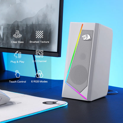 PC Stereo Speaker with 6 Colorful LED Modes,