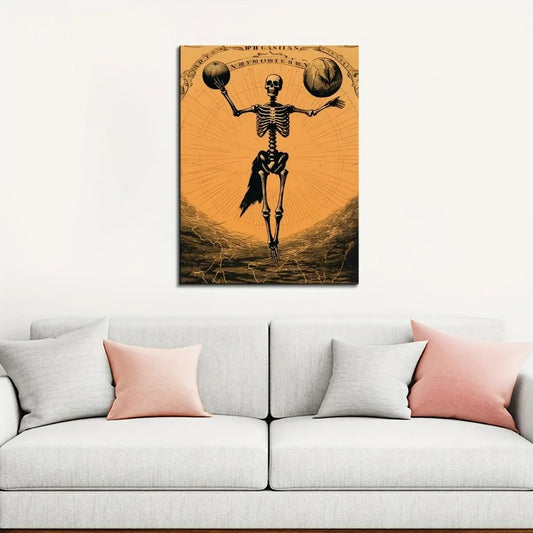 1.5 inch solid wood frame, Halloween skeletons