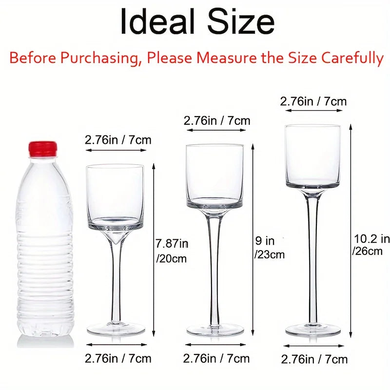 Set of 3 Glass Tall Tea Light Candle Holders