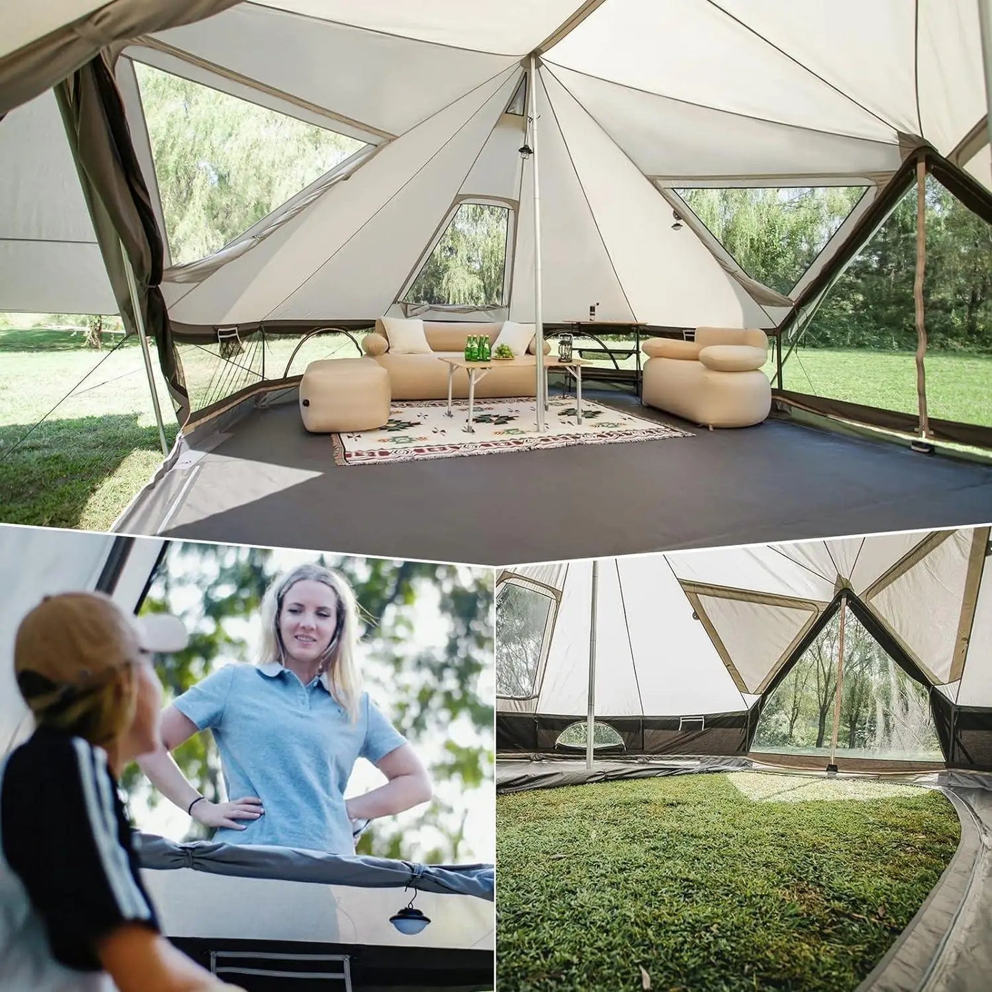 Large Waterproof & Windproof Luxury Glamping Tent w/Stove Jack