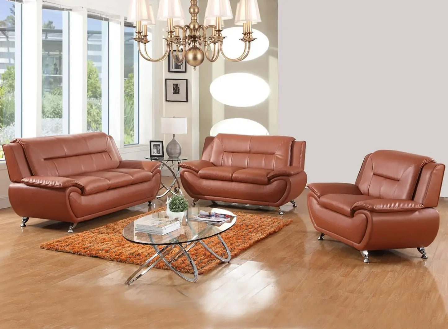 Leather Sofa Set,Leather Sofa Set for Living Room Furniture Sets, Loveseat Sofa with Chair 3-Piece for Living Room/Office
