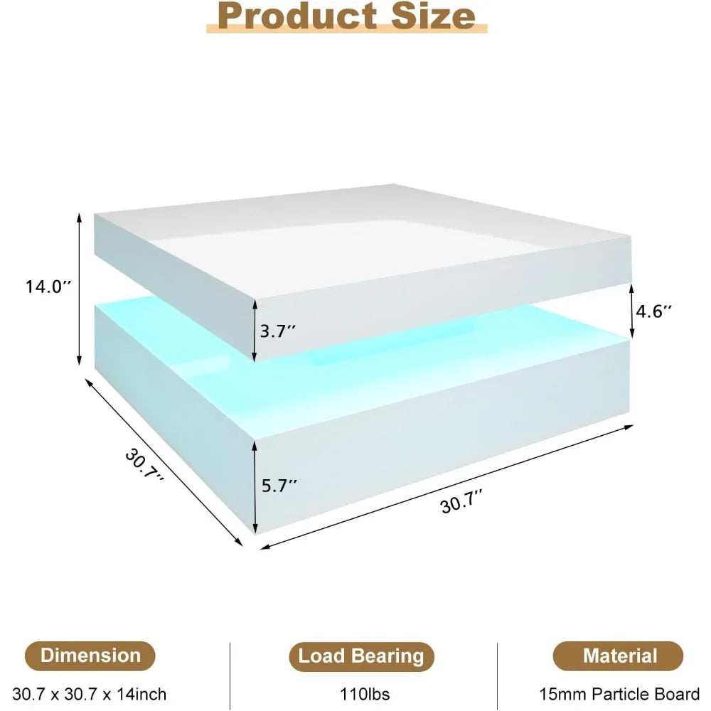 Contemporary 2-Tier Square Center Table,