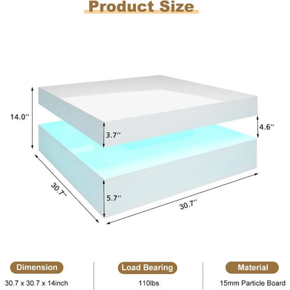 Contemporary 2-Tier Square Center Table,