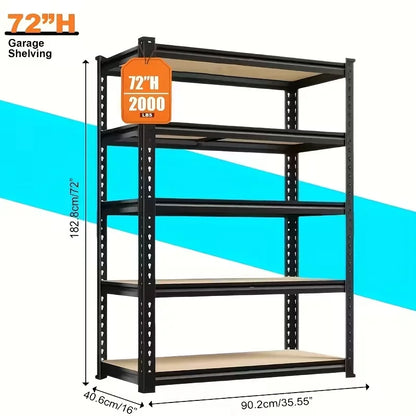 5-Tier Heavy Duty Shelving Unit 2000LBS Capacity - 72"W x 36"D x 16"H