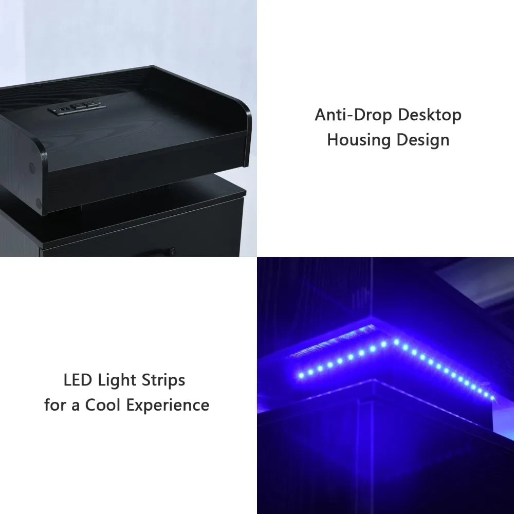 Night Stand with LED Lights, Modern Led End Table, Nightstand for Bedroom