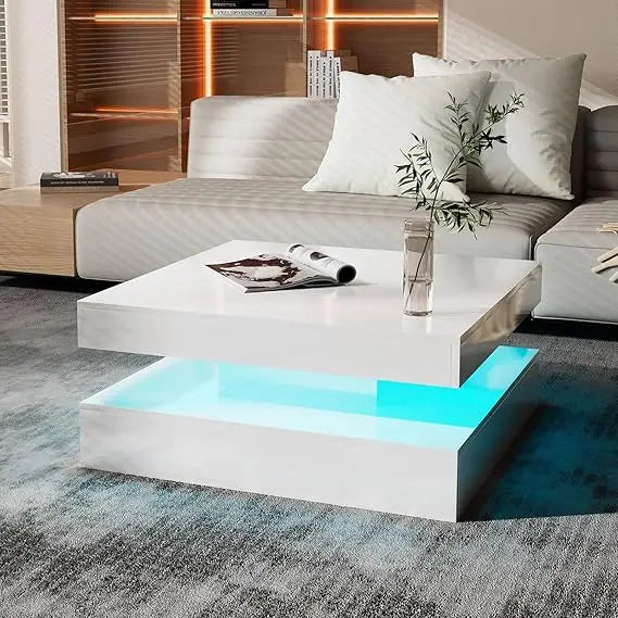 Contemporary 2-Tier Square Center Table,
