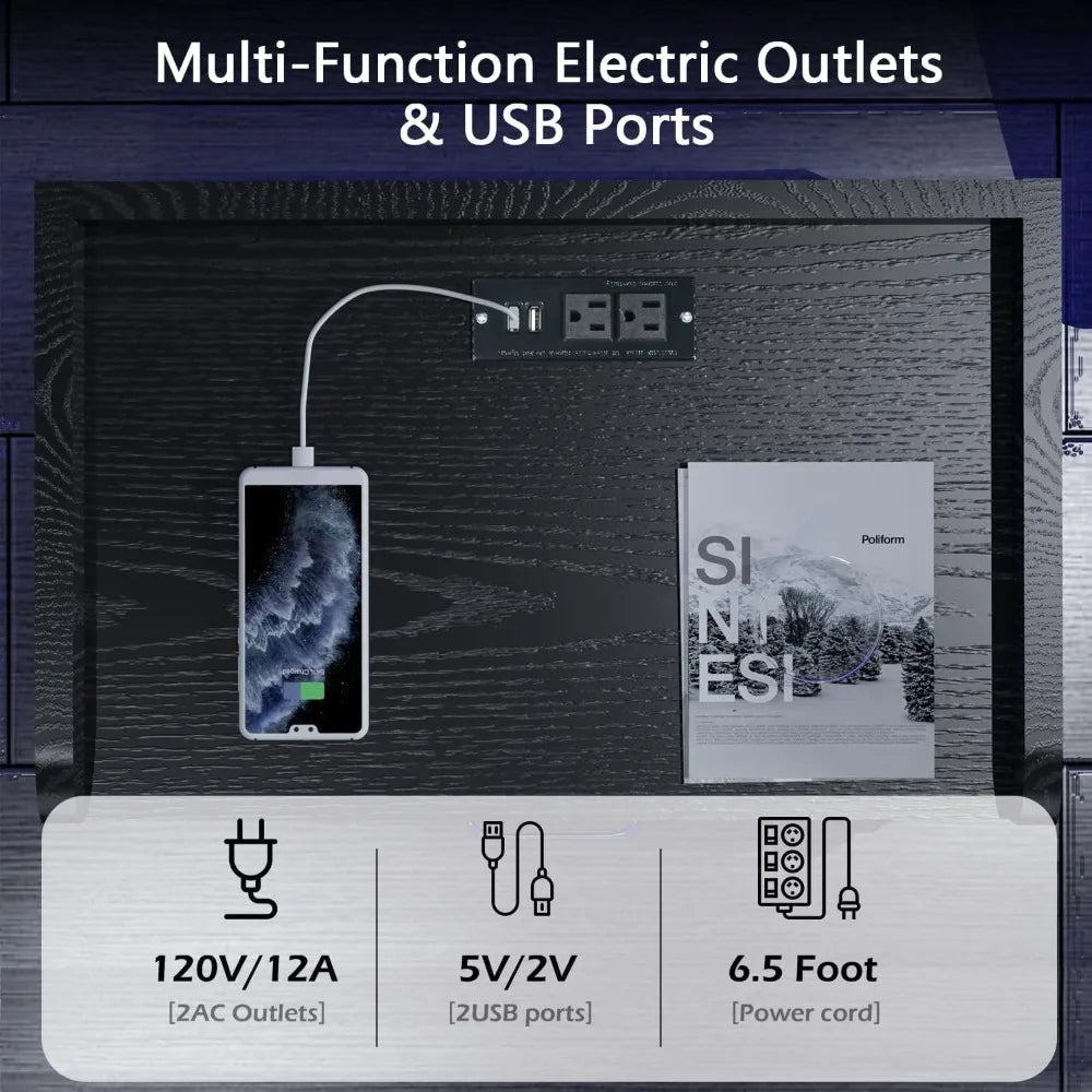 Night Stand with LED Lights, Modern Led End Table, Nightstand for Bedroom