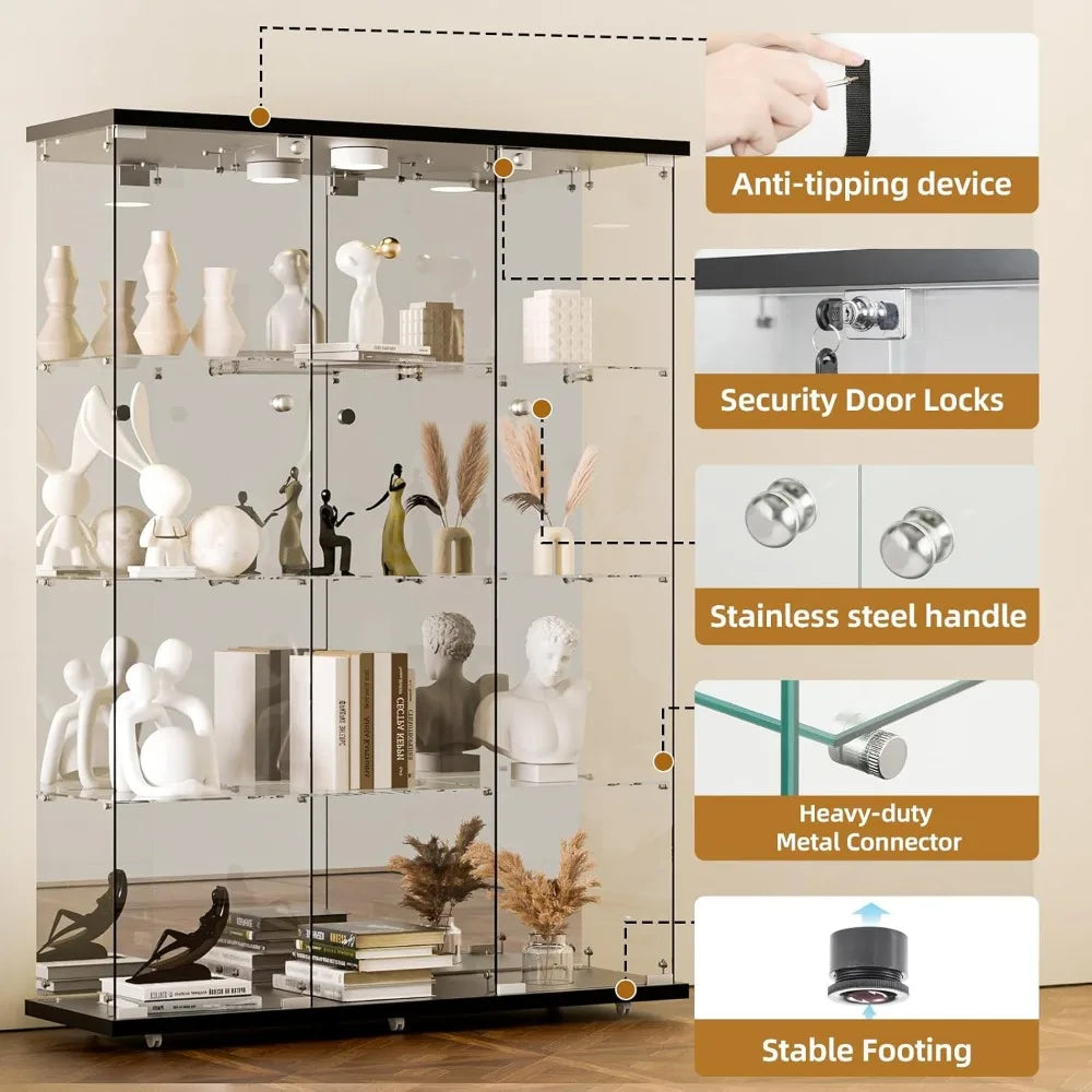 Tempered Glass Curio Display Cabinet 3 Doors