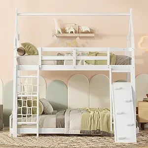 Low Bunk Bed with Slide and Stairs