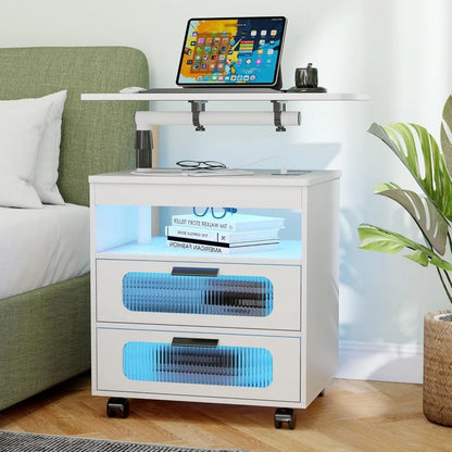 Bedroom Night Stand with Adjustable Rotary Study Table