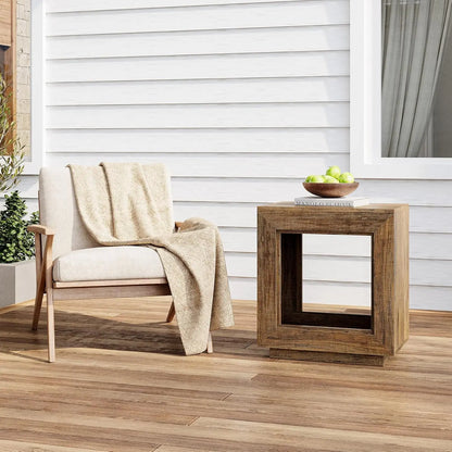 LITTLE TREE End Table, Wooden Square Side Table