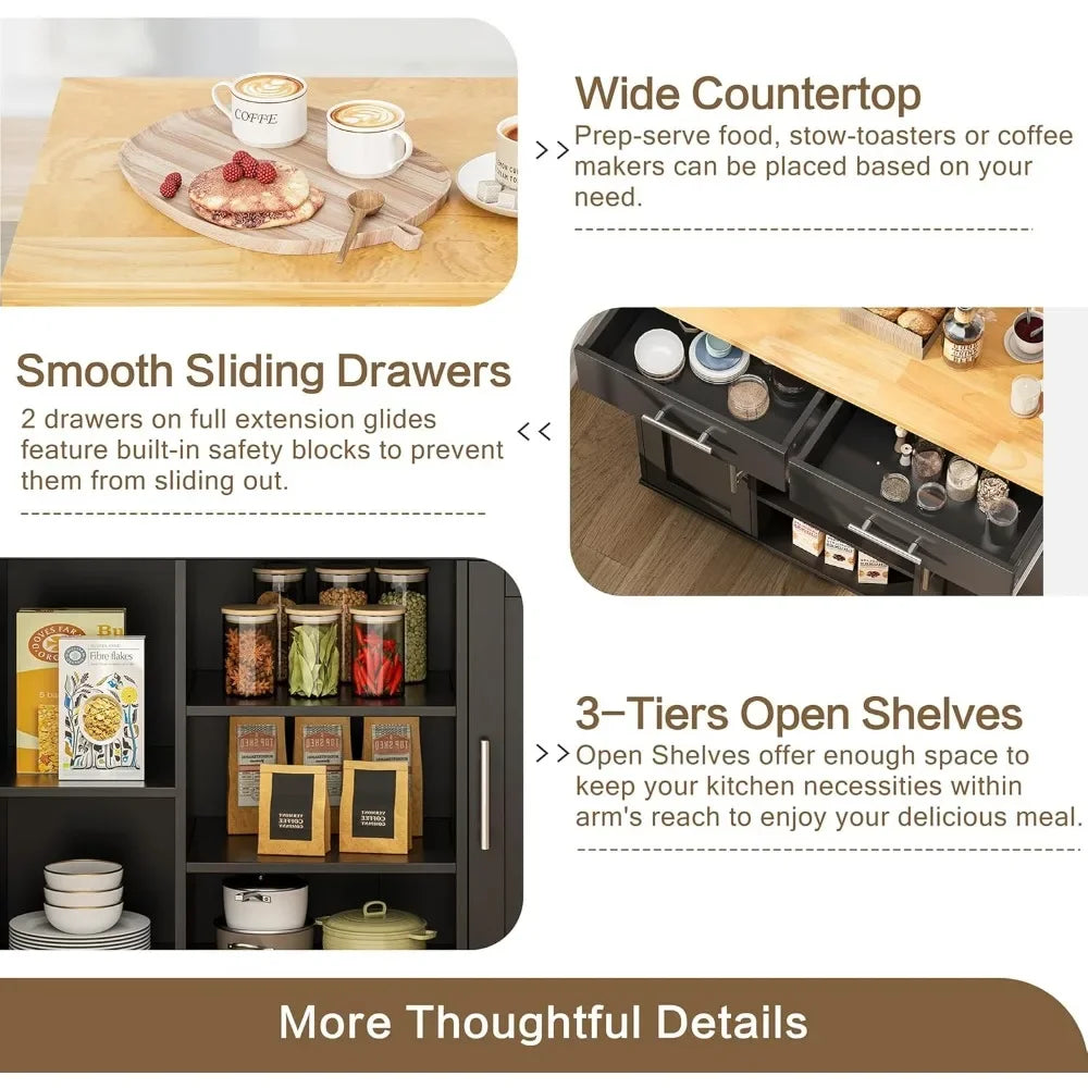 40" Kitchen Island on Wheels with Storage Cabinet