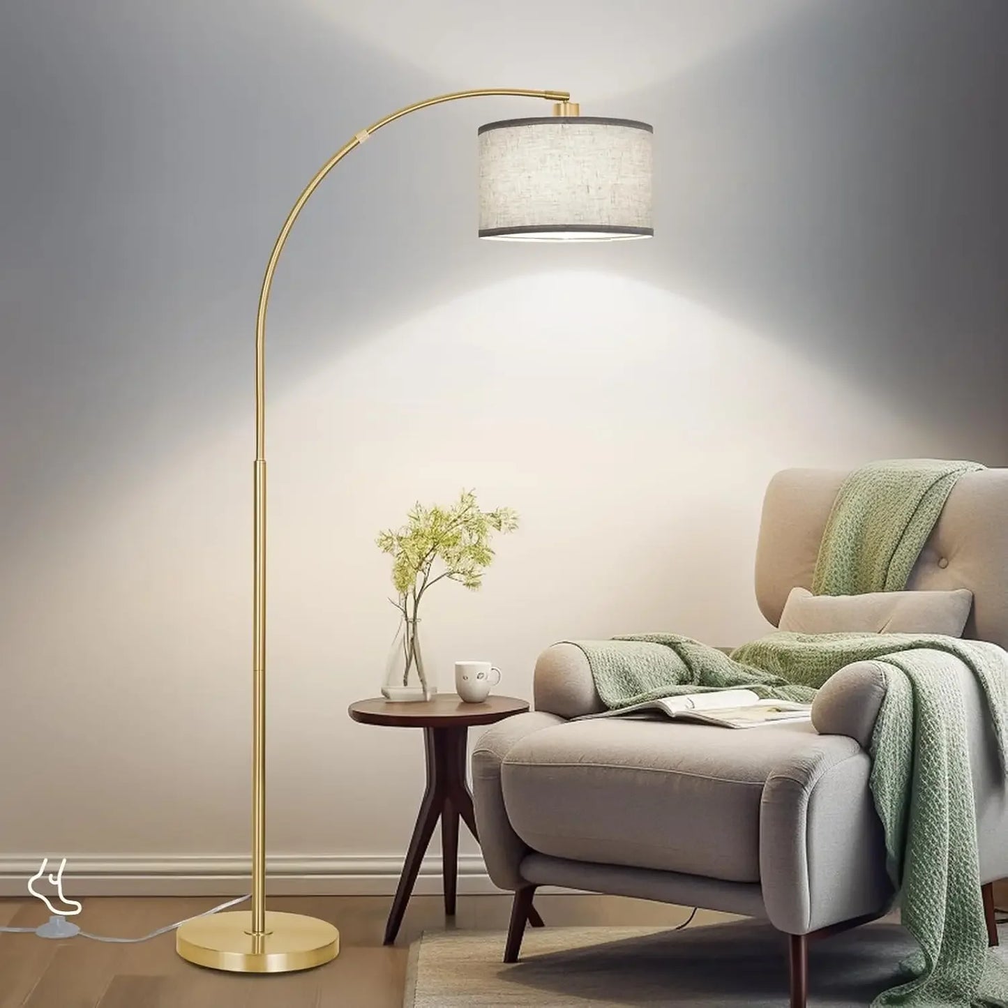 Modern Standing Lamp with Adjustable Drum Shade
