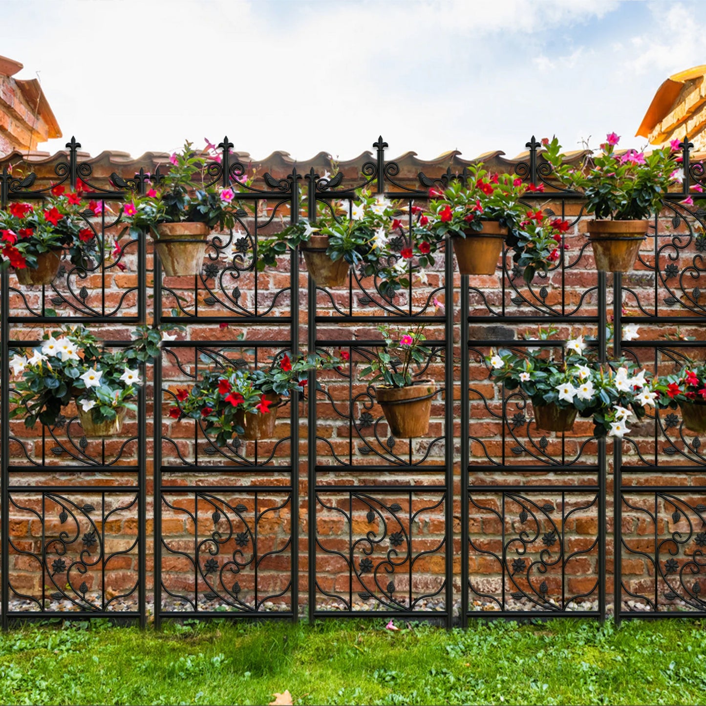 71 inch Tall Metal Fence Black Lattice Panel Yard Corner Décor