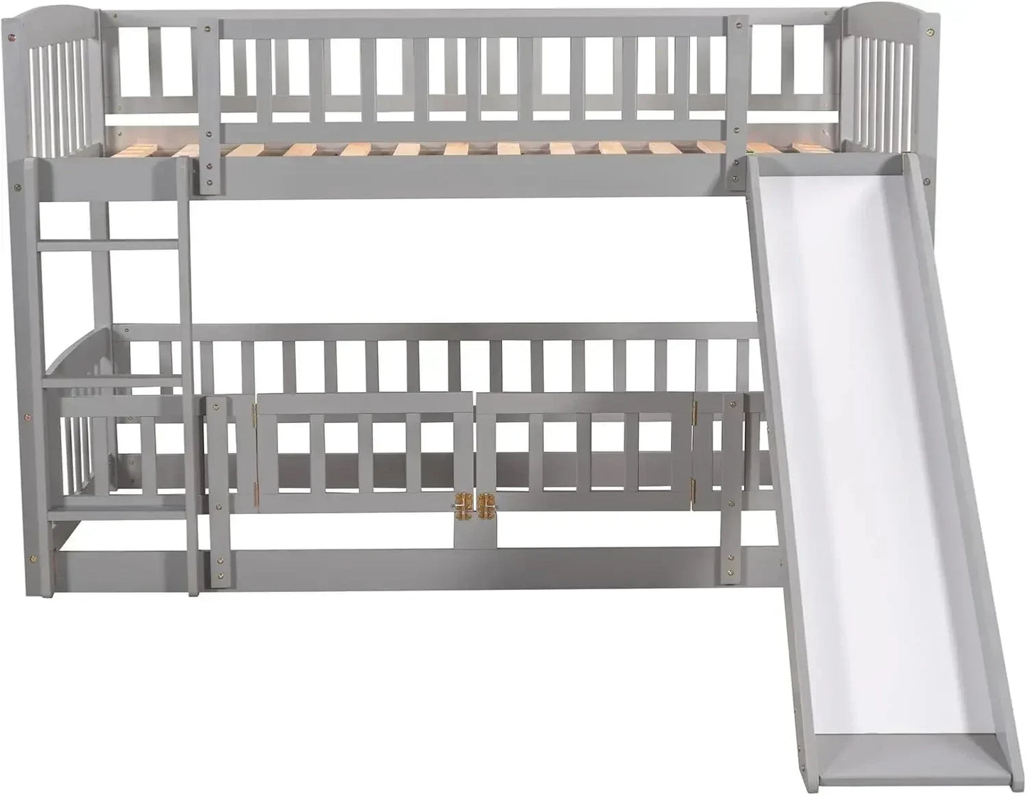 Low Bunk Bed with Slide Twin Over Twin Bunk Beds