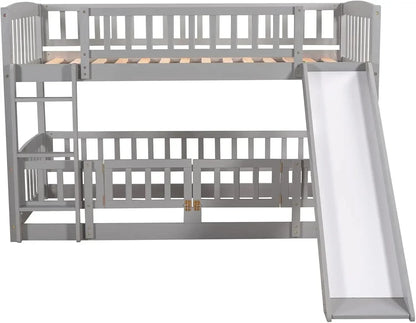 Low Bunk Bed with Slide Twin Over Twin Bunk Beds