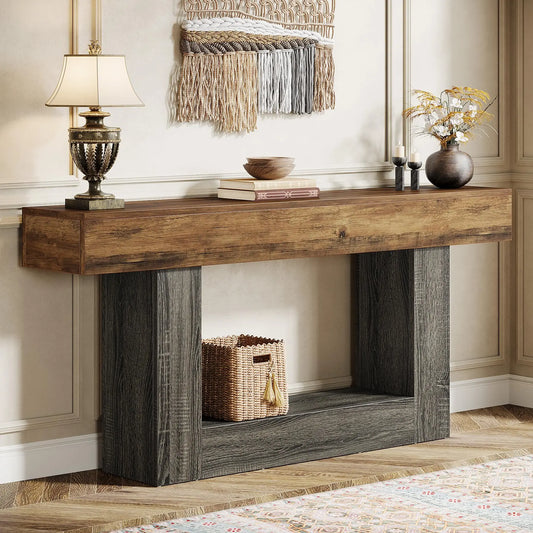 2-Tier Entryway Table with U-Shaped Base