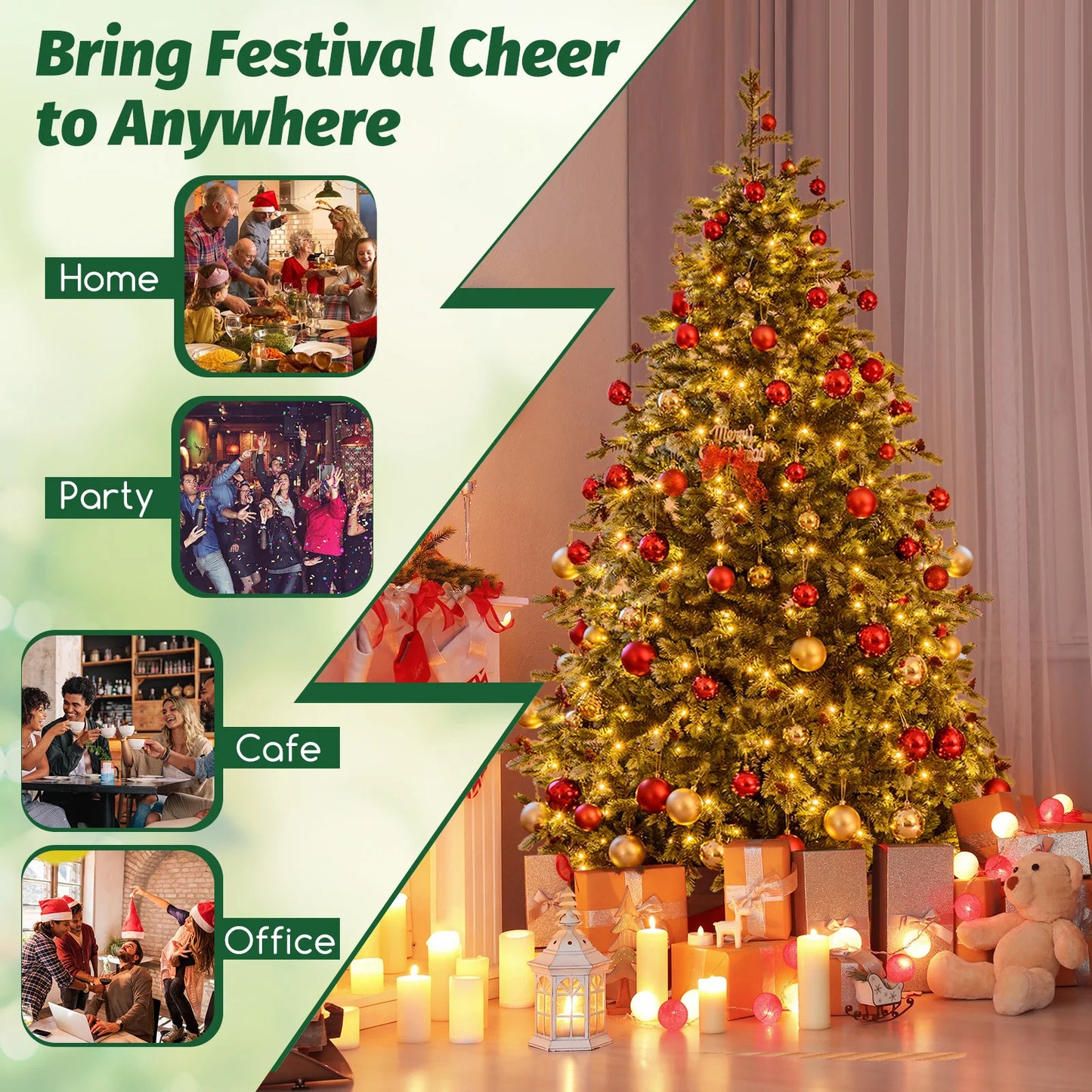 6/ 7/ 8 FT Artificial Christmas Tree, Pre-lit Xmas Tree