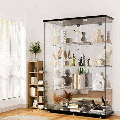 Tempered Glass Curio Display Cabinet 3 Doors