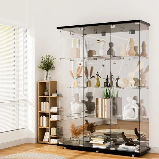 Tempered Glass Curio Display Cabinet 3 Doors